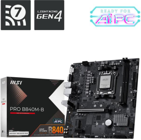 MSI PRO B840M-B AM5 mATX Motherboard Front View