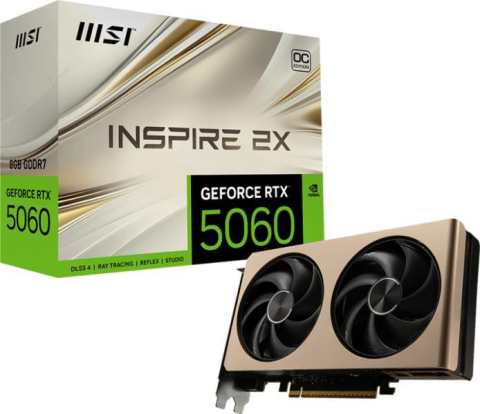 Plăci Video Gaming & Consumer - MSI GeForce RTX 5060 8GB Inspire 2X OC Graphics Card Front View
