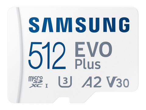 Memorii Flash - SAMSUNG EVO PLUS microSD 512GB – Card memorie UHS‑I U3 V30 A2 cu adaptor SD