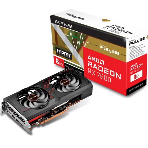 Plăci Video Gaming & Consumer - SAPPHIRE RX 7600 PULSE – 8GB GDDR6, 128‑bit, HDMI + 3×DP