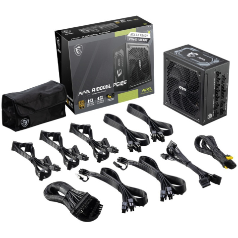 MSI MAG A1000GL PCIE5 1000W Power Supply Front View [3]