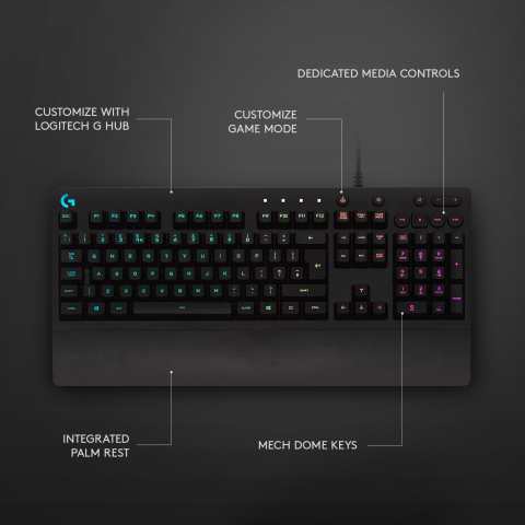 Logitech G213 RGB Gaming Keyboard Front View [3]