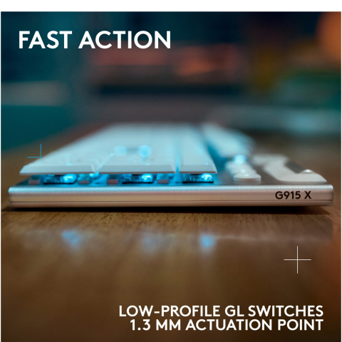 Logitech G915 X LIGHTSPEED White Wireless Gaming Keyboard Front View [1]