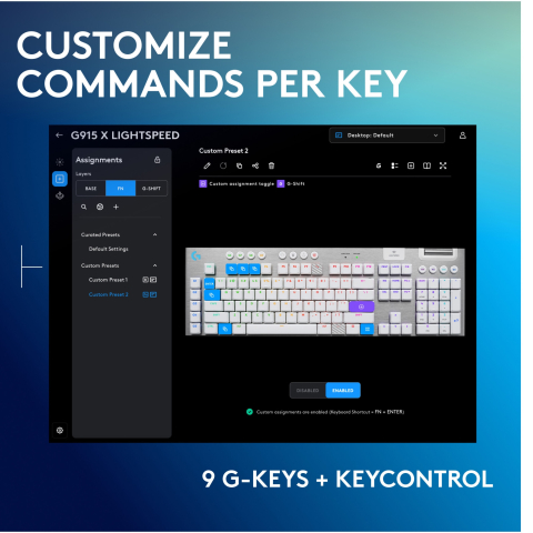 Logitech G915 X LIGHTSPEED White Wireless Gaming Keyboard Front View [2]