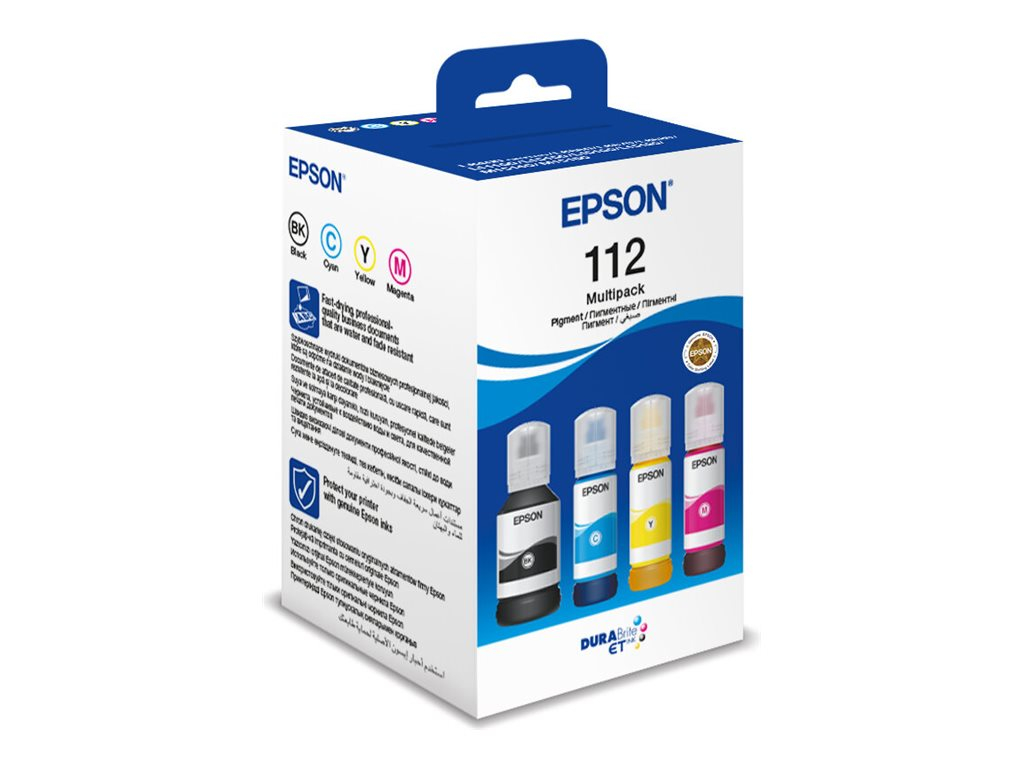 Epson 112 Multipack - 4 65 ml, DURABrite ET, Black Cyan Magenta Yellow, EcoTank