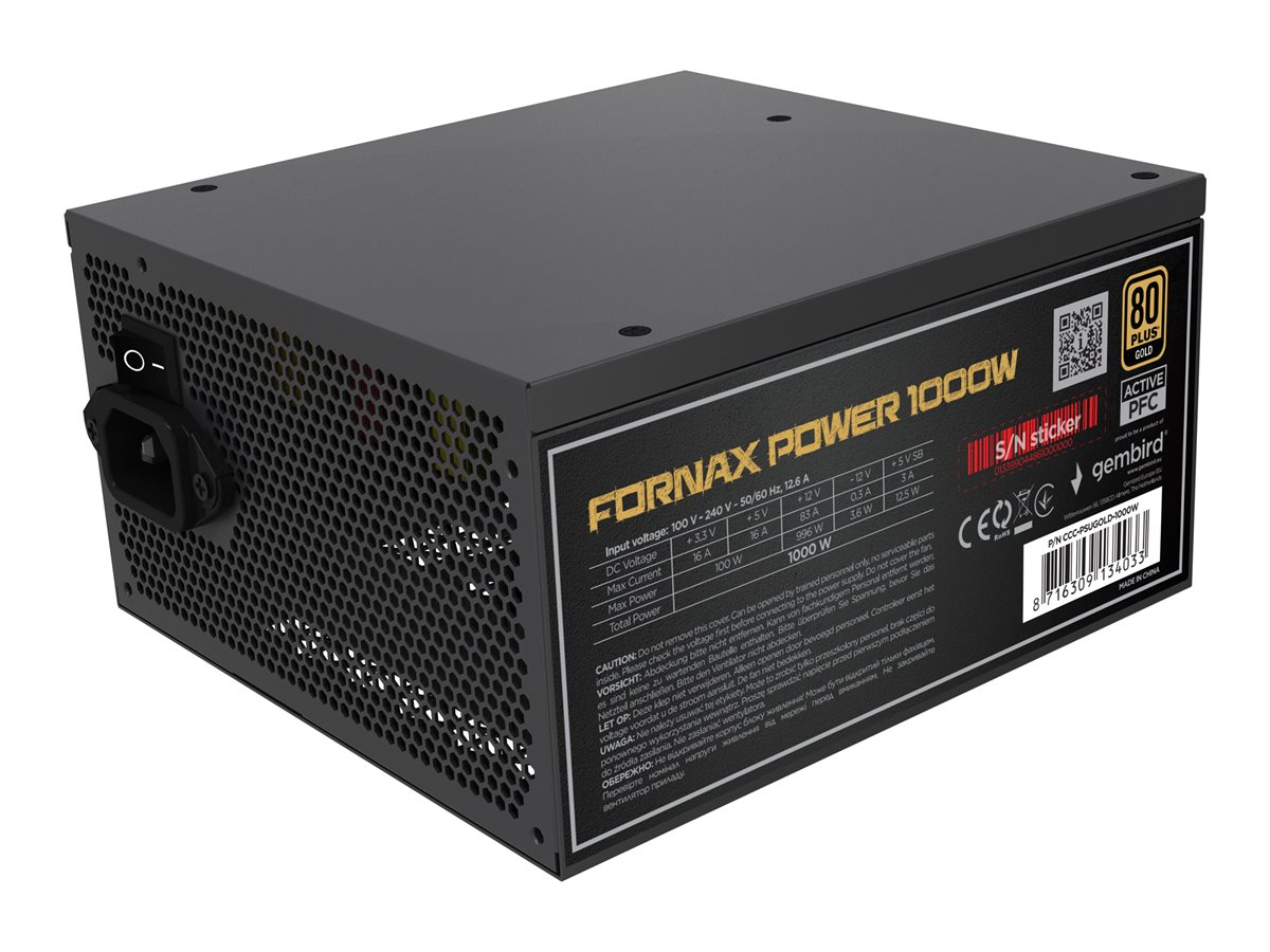Gembird CCC PSUGOLD 1000W - 1000W, ATX 3.1, 80+ Gold, Modulara, 12VHPWR