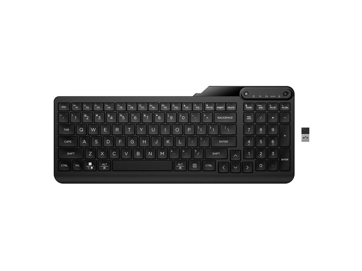 HP 475 Dual Mode Wireless Keyboard - Bluetooth 5.3 + 2.4GHz, full size, multi device, negru