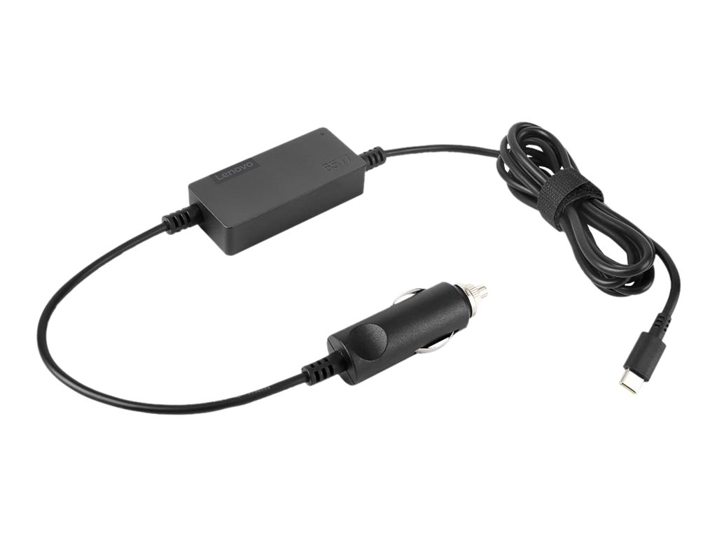 Lenovo 65W USB C DC Travel Adapter - Incarcator Auto USB C 65W, PD 2.0 3.0, 12 24V, Negru