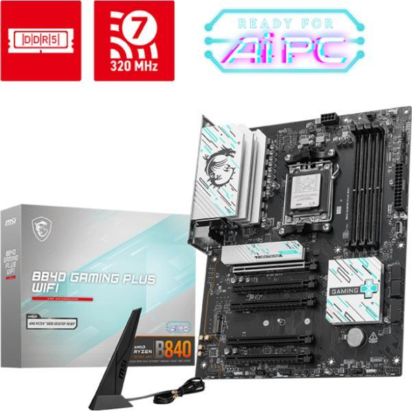 MSI B840 GAMING PLUS WIFI - Placa de baza ATX, AM5, DDR5, PCIe 5.0, Wi Fi 7, 2.5Gb LAN, HDMI, USB C