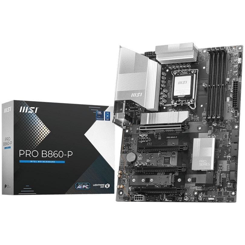 Placa de baza MSI PRO B860 P, Socket LGA1851, ATX, 4x DDR5, HDMI, 2x DisplayPort, USB, Intel