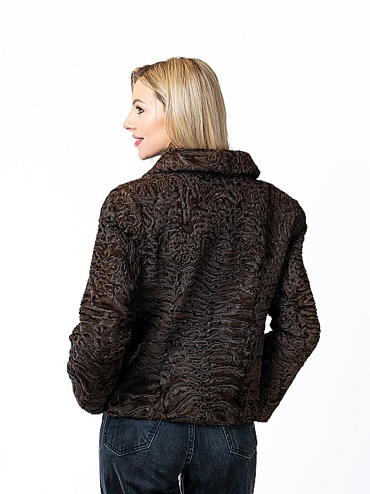 Jachetă scurtă de astrahan Brown [3]
