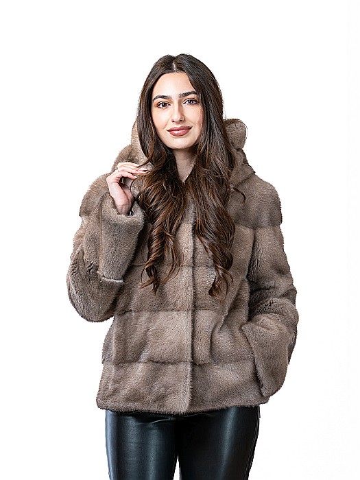 Jachetă vizon Silver Blue cu glugă [1]