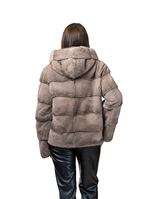 Jachetă vizon Silver Blue cu glugă [3]