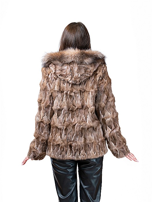 Jachetă zibelină cu glugă Light Brown [3]
