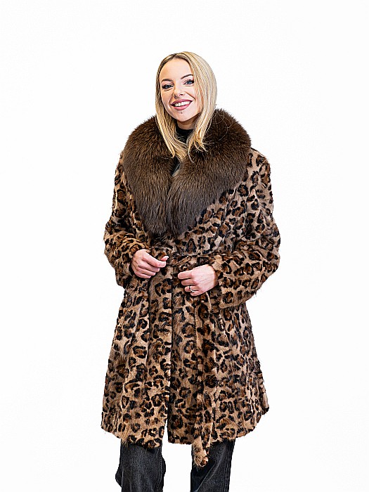 Haină lungă de vizon Animal Print [1]