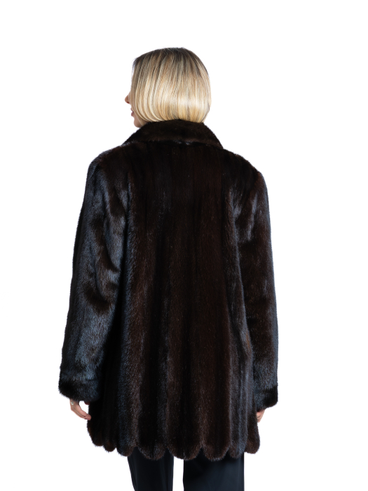 Haină nurcă Scallop Trim Dark Brown [3]