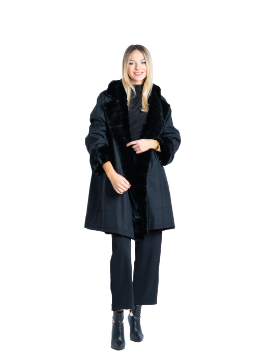 Haină reversibilă vizon velur Black [4]