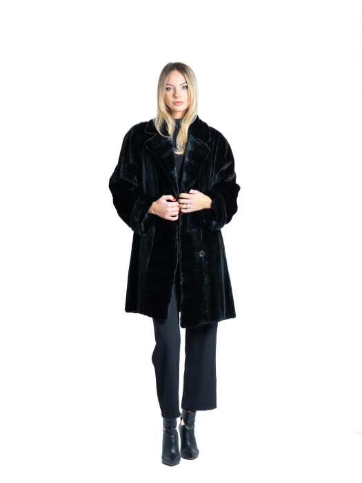 Haină reversibilă vizon velur Black [1]