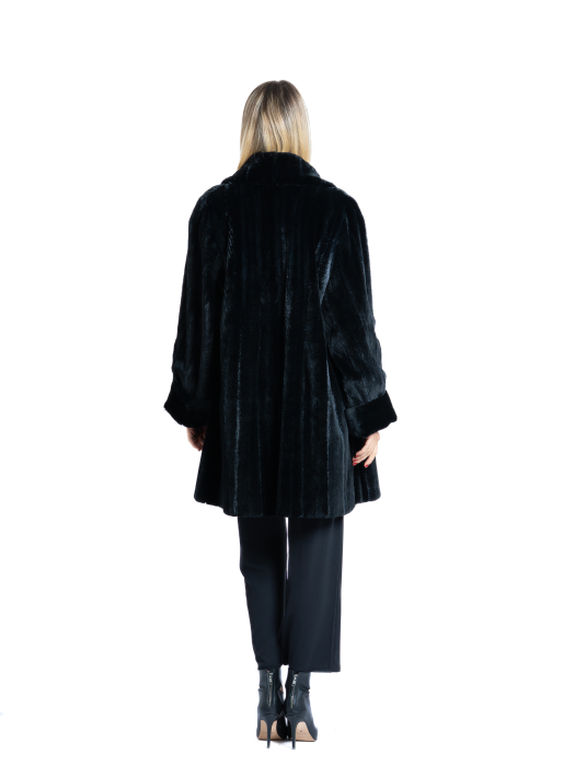 Haină reversibilă vizon velur Black [3]