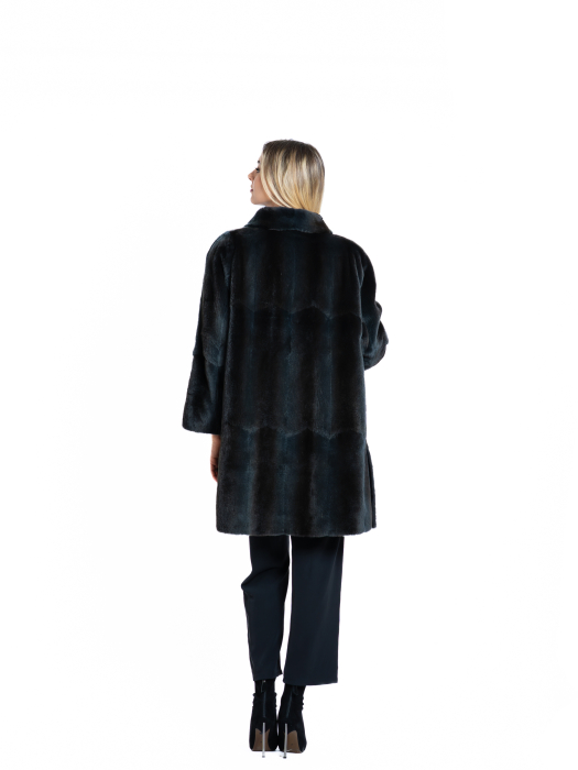 Haină reversibilă vizon velur Black [3]