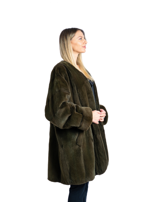Haină vizon velur Olive [2]