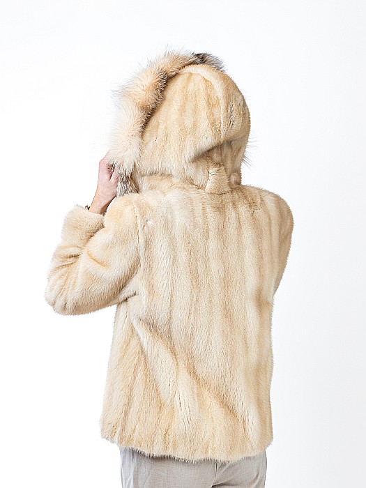 Jachetă din Nurcă cu Glugă de Vulpe Natur [3]