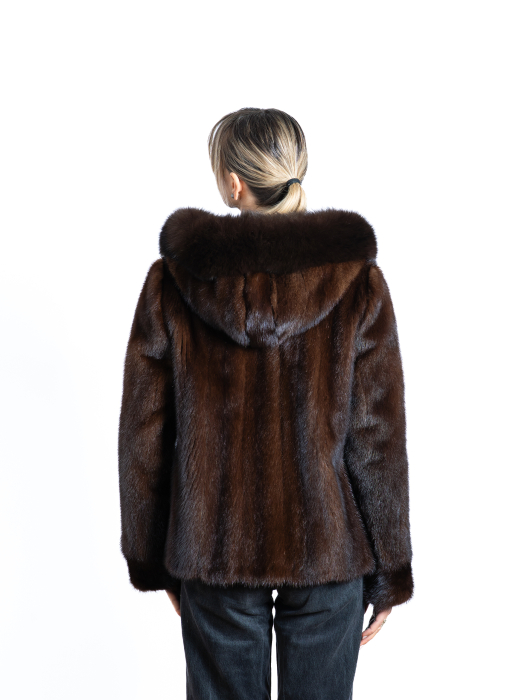 Jachetă nurcă cu glugă Light Brown [3]
