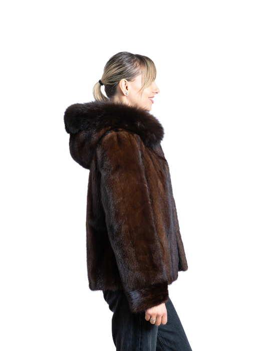 Jachetă nurcă cu glugă Light Brown [2]