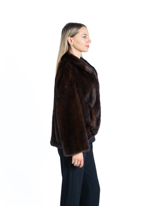 Jachetă nurcă cu tiv rotunjit Dark Brown [2]