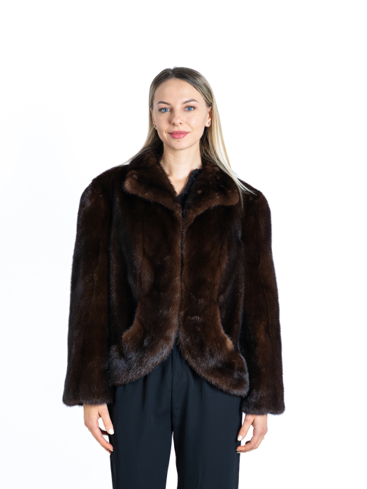 Jachetă nurcă cu tiv rotunjit Dark Brown [1]