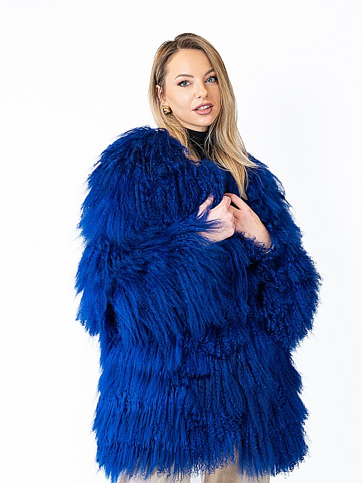 Jachetă din Oaie Mongoleză Electric Blue [1]