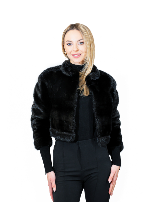 Jachetă scurtă de vizon Black [1]