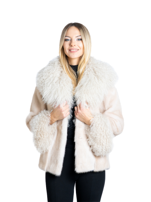 Jachetă vizon cu mongolină Beige [1]