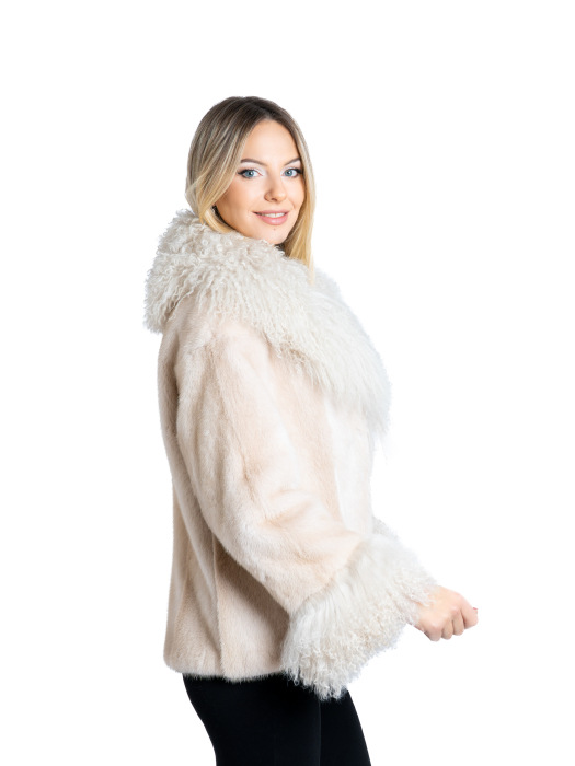 Jachetă vizon cu mongolină Beige [2]