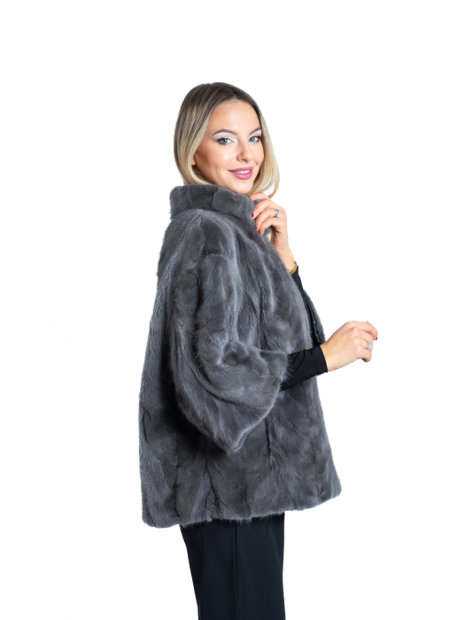 Jachetă vizon MRR Dark Grey cu mânecă 3/4 [2]