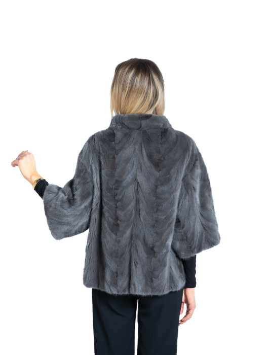 Jachetă vizon MRR Dark Grey cu mânecă 3/4 [3]