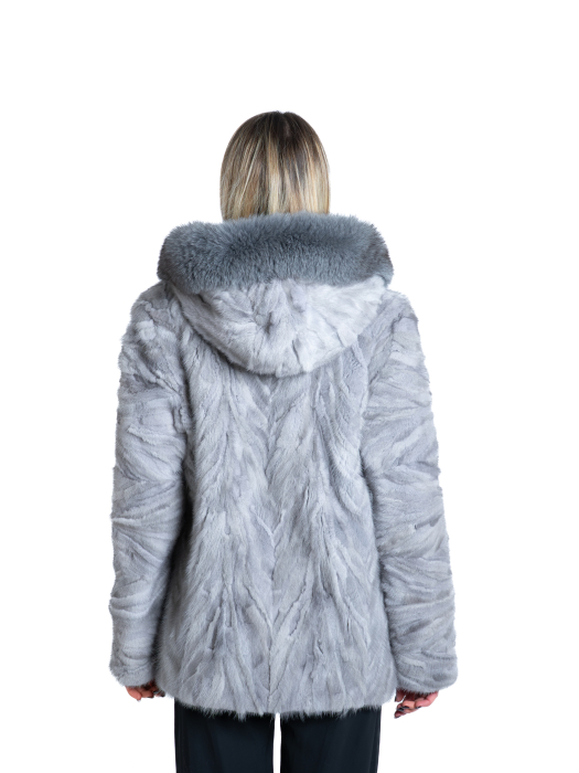 Jachetă vizon MRR Sapphire Grey cu glugă [3]