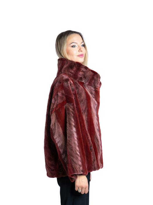 Jachetă vizon MRR velur Burgundy - oversized [2]