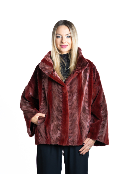 Jachetă vizon MRR velur Burgundy - oversized [1]
