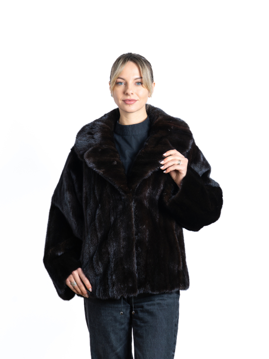 Jachetă vizon oversized Dark Brown [1]