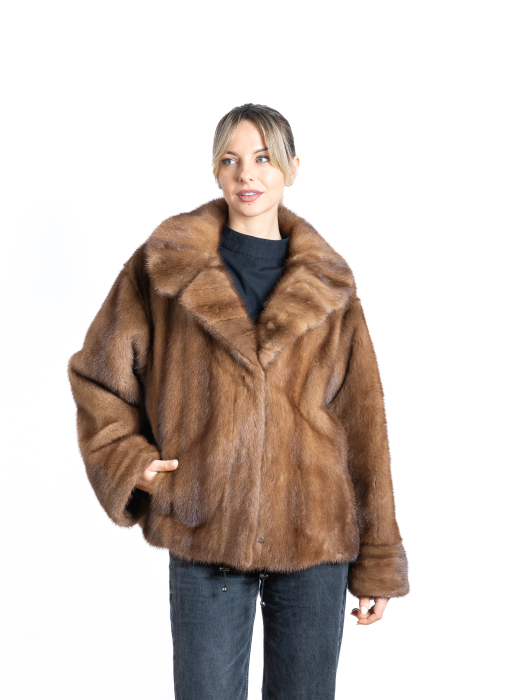 Jachetă vizon oversized Light Brown [1]