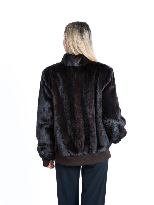 Jachetă vizon tip bomber Dark Brown [3]
