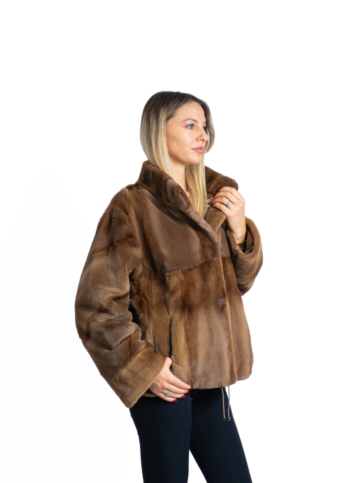 Jachetă vizon velur Light Brown [2]