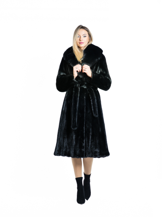 Palton vizon Blackglama cu guler șal de vulpe polară [1]