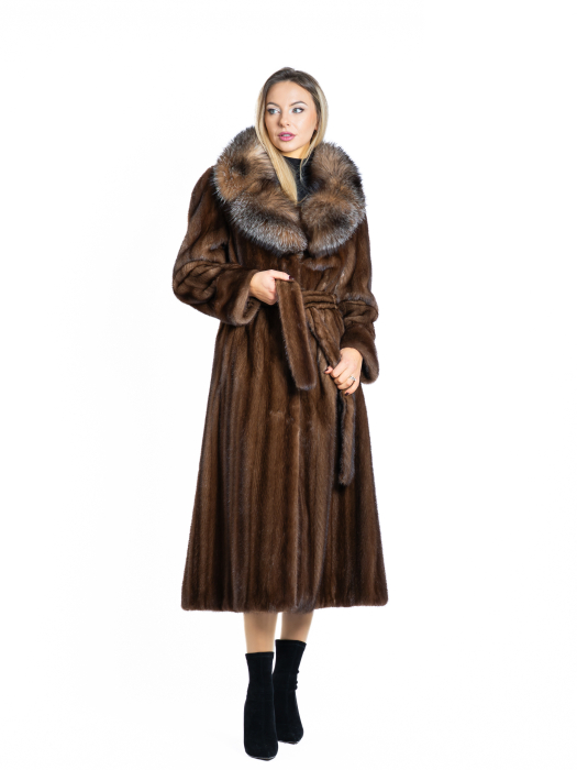 Palton vizon Mahogany cu guler rever de vulpe crystal [1]