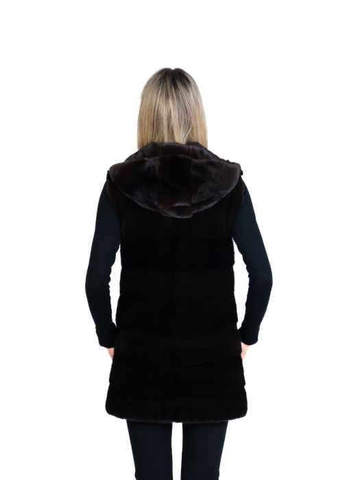 Vestă vizon cu glugă Brown [2]