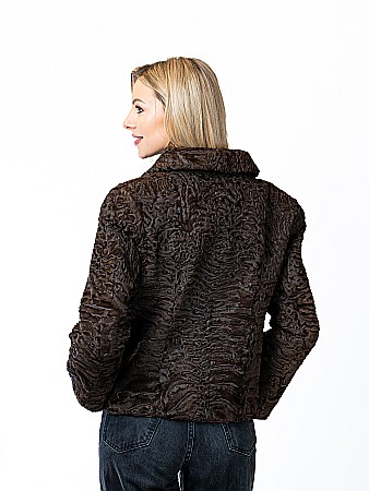 Jachetă scurtă de astrahan Brown [2]