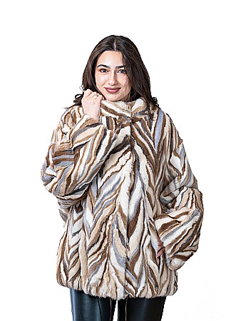Haine damă vizon - Jachetă de vizon multicolor Rodi