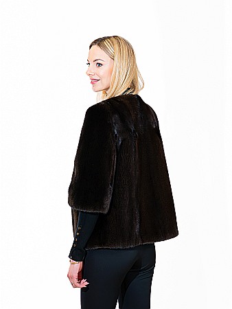 Jachetă vizon dark brown model Channel [1]
