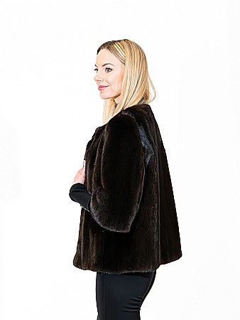 Jachetă vizon dark brown model Channel [2]